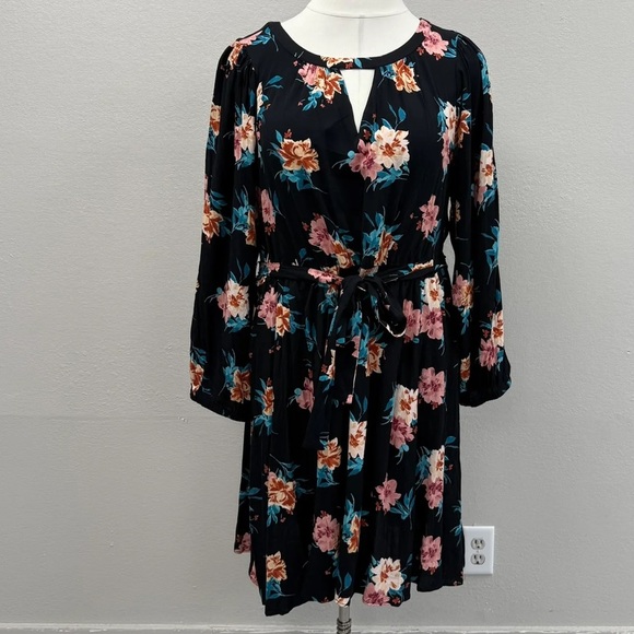 Torrid Black Floral Mini Stretch Challis Aline Dress - New - Size 26 (4) - Picture 3 of 5